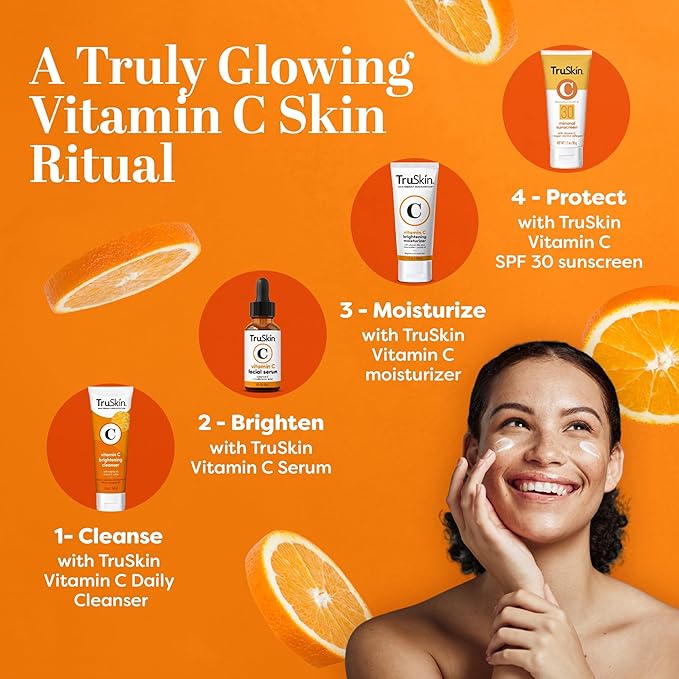 TruSkin Vitamin C Cream for Face – Brightening Moisturizer, Anti Aging, Hydrating, Skin Wrinkle Cream – Vitamin B5, Vitamin E, Jojoba Oil, Aloe Vera & Green Tea, 4 Fl Oz