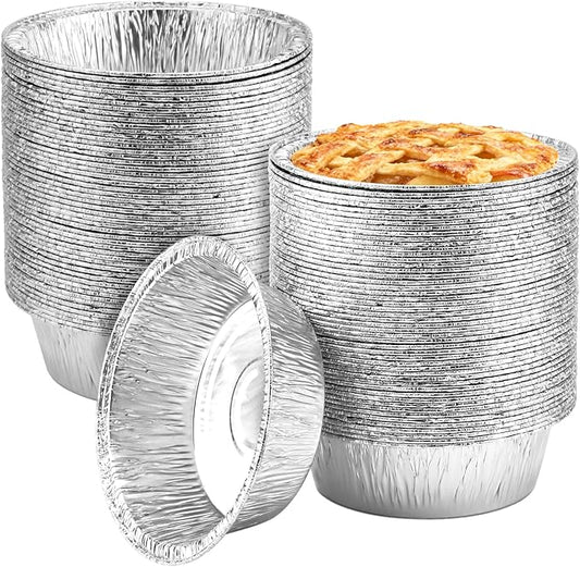 100 Pack 5" Round Tart Pie Foil Pans Disposable Aluminum Foil Tart & Pie Tins for Baking,Cooking,Storage or Reheating