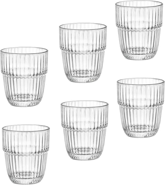 Bormioli Rocco Barshine 7 oz. Juice Stackable Tempered Drinking Glasses, Set of 6, Clear