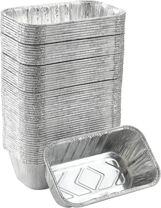 Waytiffer 100 Pack 1Lb mini Loaf Pans Heavy Duty Disposable Aluminum Foil Bread Tins Standard Size 6" X 3.5" X 2.5" Oven Safe Sturdy Small Bread Tin Pans 1 Pound Loaf Pans