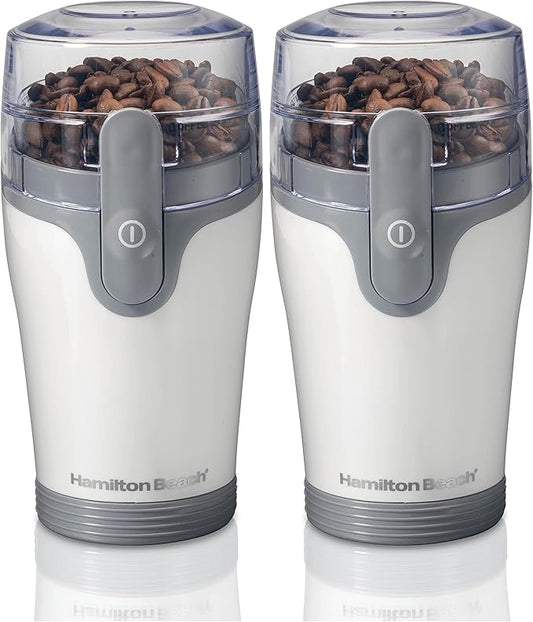Hamilton Beach Fresh Grind Electric Coffee Grinder for Beans,Spices and More,Stainless Steel Blades,Removable Chamber,Makes up to 12 Cups,White,(Pack of 2)