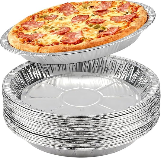 24 Pack 9 Inch Round Disposable Aluminum Foil Pie & Tart Pans - Heavy-Duty Baking Tins for Cooking, Storage, Reheating & Takeout