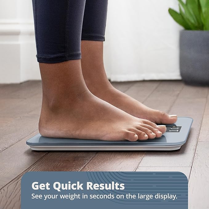 Greater Goods Digital AccuCheck Bathroom Scale for Body Weight, Capacity up to 400 lbs, Batteries Included, Stone Blue