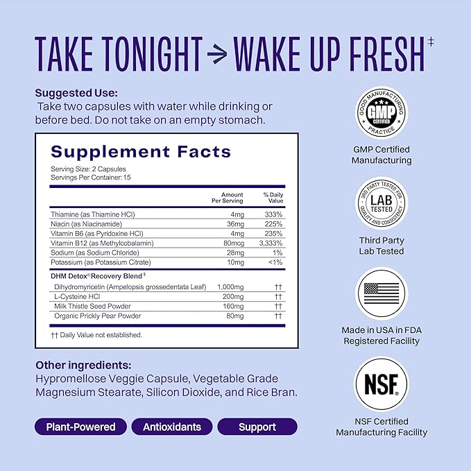 DHM Detox, No Days Wasted, 30 Servings - Take During Evening for Better Next Day and Recovery
