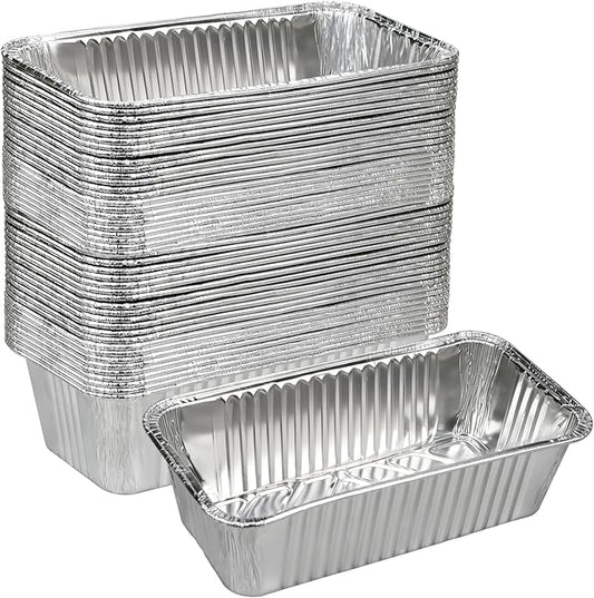 Findful 50 Pack Loaf Pans,2 LB Disposable Aluminum Foil Loaf Pans, 8.5"x4.5"x2.5" Heavy Duty Aluminum Foil Bread Tins Perfect for Banana Bread, Cakes & Meatloaf,Non-Stick, Even Baking, Easy Release