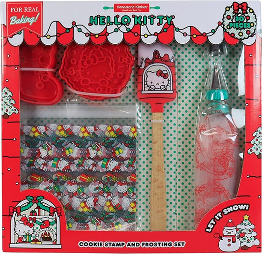 Handstand Kitchen Hello Kitty Holiday Cookie Party Set with Cookie Stamps, Frosting Bag, Spatula and More