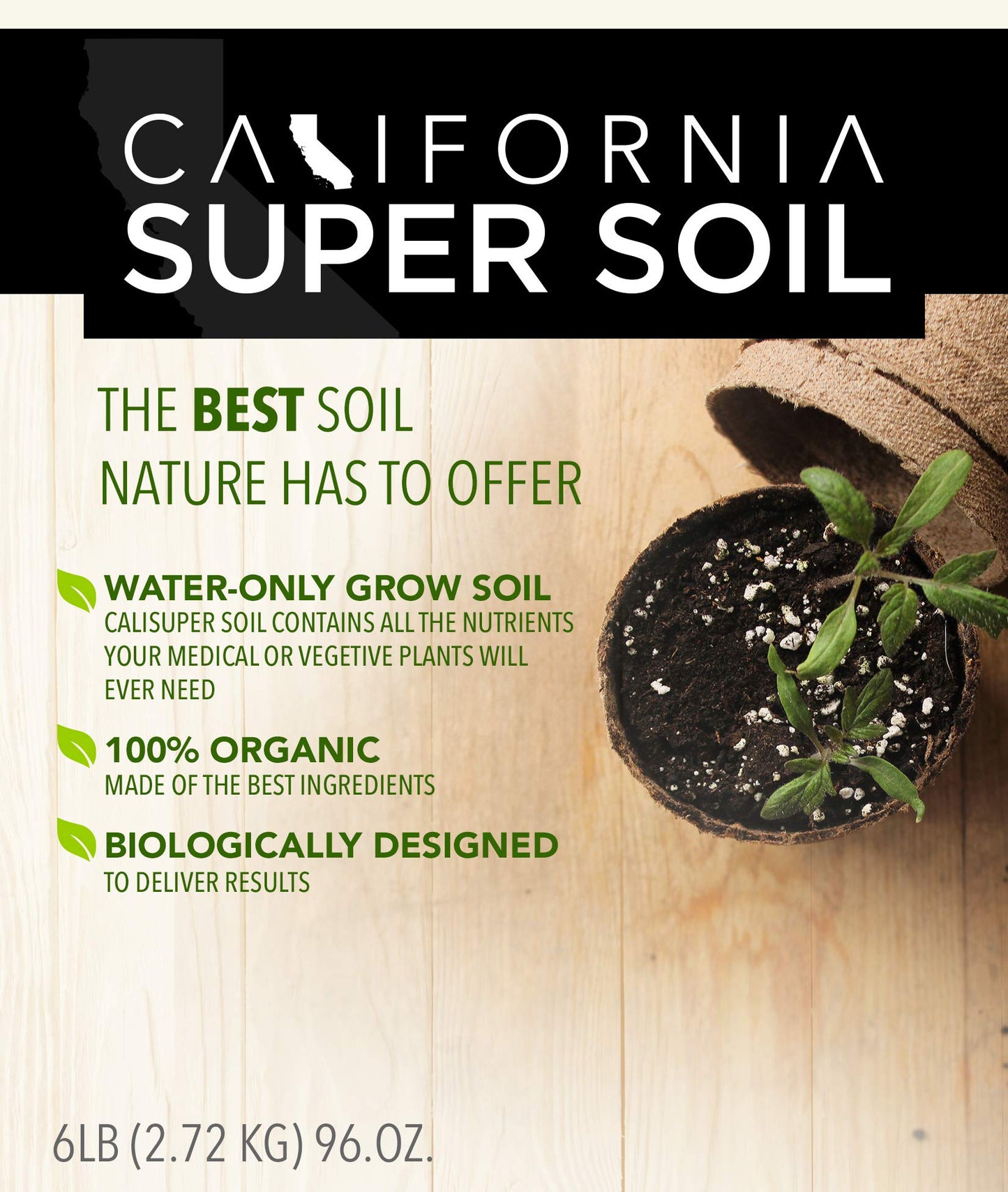 California Hot Soil Premium 100% Organic Super Soil Kit, 18+ Nutrient Blend - No Need for Nutrients or Plant Food Ever - Includes (2) 6 Lbs Bag of CaliHotSoil, (4) 3-Gallon Pots, (5) Rapid Rooters