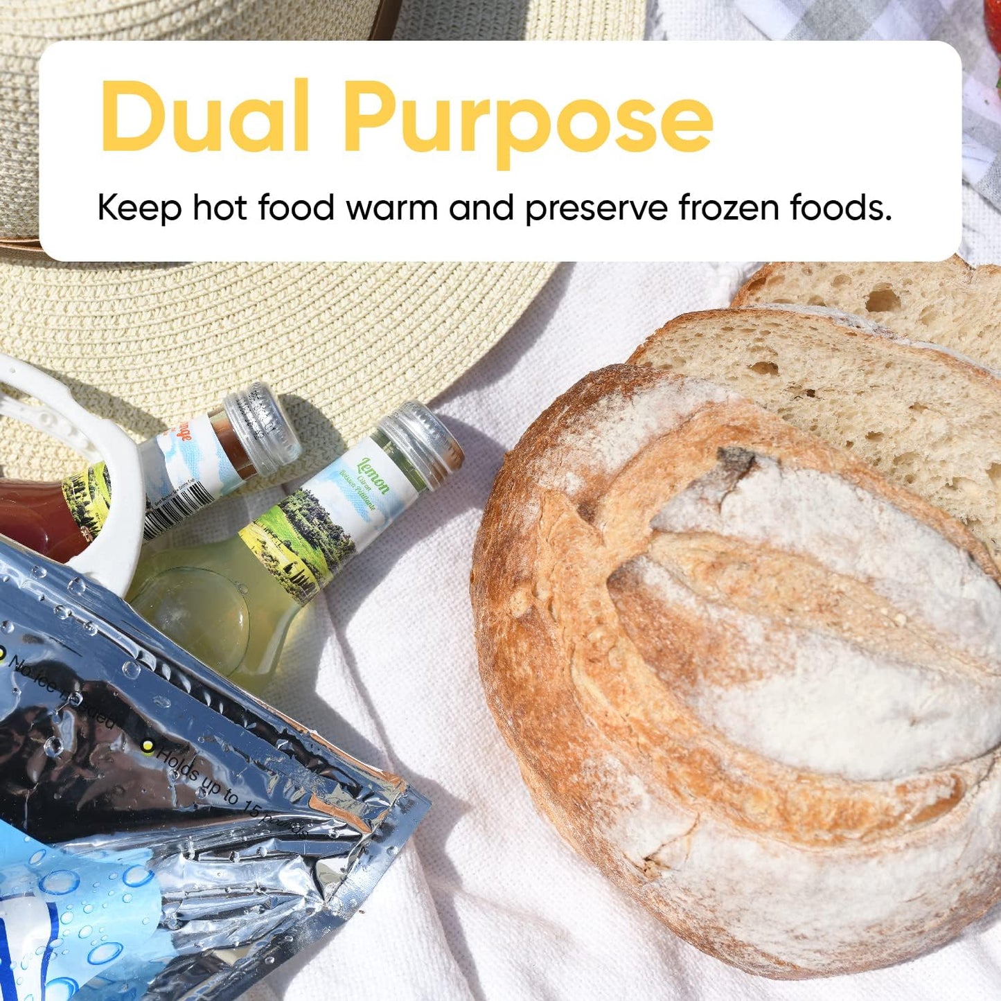 Superio Hot and Cold Insulated Bags for Food Delivery, Grocery Shopping Bags, Food Storage for Hot and Frozen Food for Travel, Disposable Cooler Bag, Reinforced Thermal Lunch Bag (10, 13"x7"x15.5")