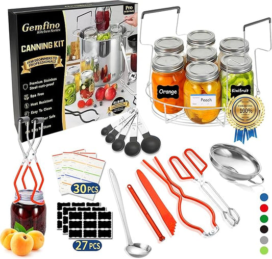 Gemfino Canning Supplies Starter Kit with Canning Rack,Canning Kit for Beginners