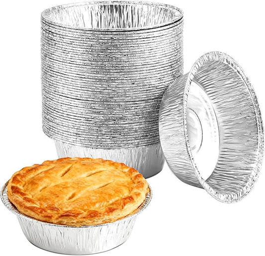 50 Pack 5" Round Tart Pie Foil Pans Disposable Aluminum Foil Tart & Pie Tins for Baking,Cooking,Storage or Reheating