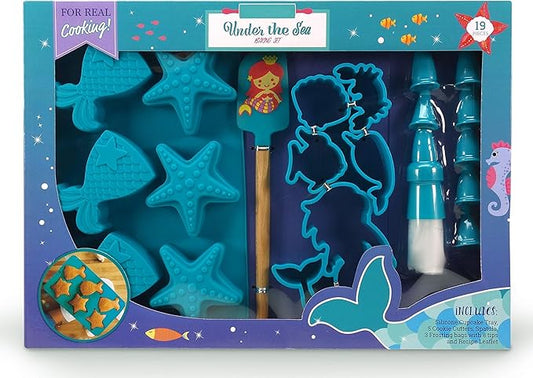 19-piece Mermaid Baking Set with Recipes for Kids