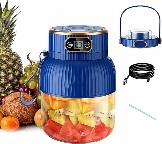 Portable Blender,Portable Blender for Shakes and Smoothies, Personal Size High Speed Blender,21oz USB C Rechargeable Blender for Travel/Picnic/Office/Gym/Sport (BLUE WITH CUP LID)