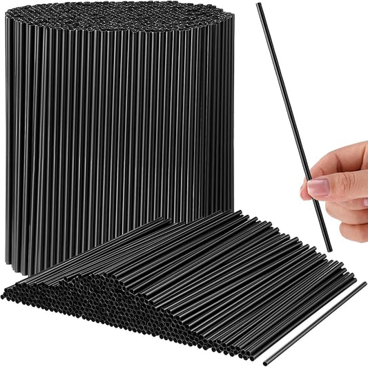 6000 Count Coffee Cocktail Stirrers Straws Disposable Plastic Sip Stir Sticks Cocktail Drink Stirrers Sticks Cups Straws for Bars Juice Drinking (Black,7 Inch)