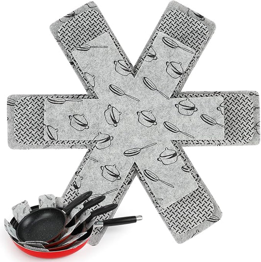 BOYAN Pot and Pan Protectors for Stacking, Set of 6 & 3 Sizes, Felt Pan Separators Dividers Pads for Space Saving, Pot Protectors for Stacking and Protecting Your Cookware