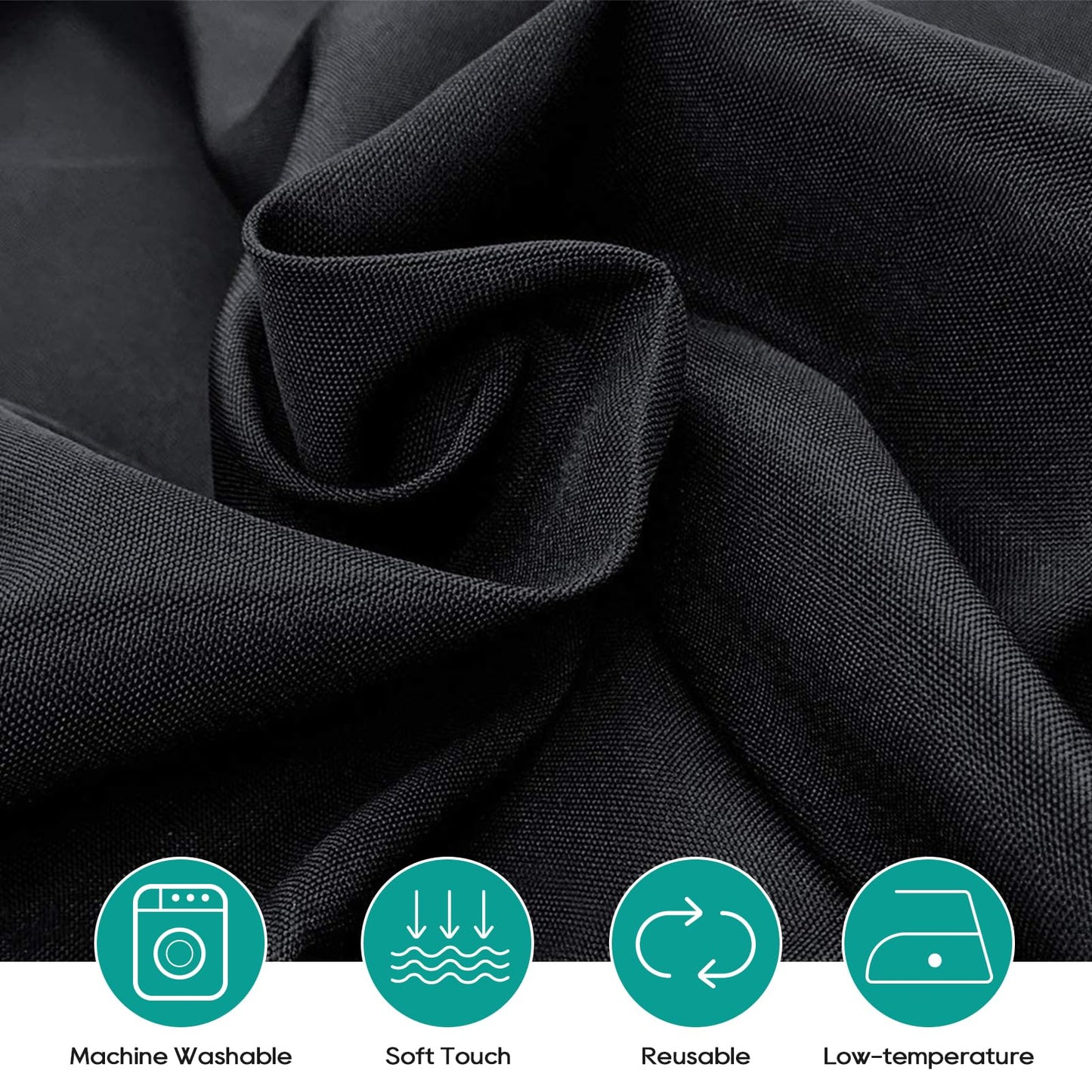 Surmente 5 Pack Black Tablecloth for Round Tables, 120-inch Round Table Cloths for Weddings, Banquets, or Restaurants