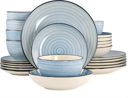 Elama Gia 24 Piece Stoneware Dinnerware Set (Light Blue)