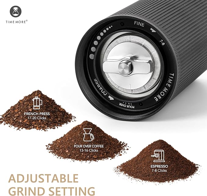 TIMEMORE Chestnut C3S MAX Manual Coffee Grinder Stainless Steel S2C Conical Burr Coffee Grinder, Capacity 35g Hand Coffee Grinder with Foldable Handle, Adjustable Grind Setting for Espresso, Black