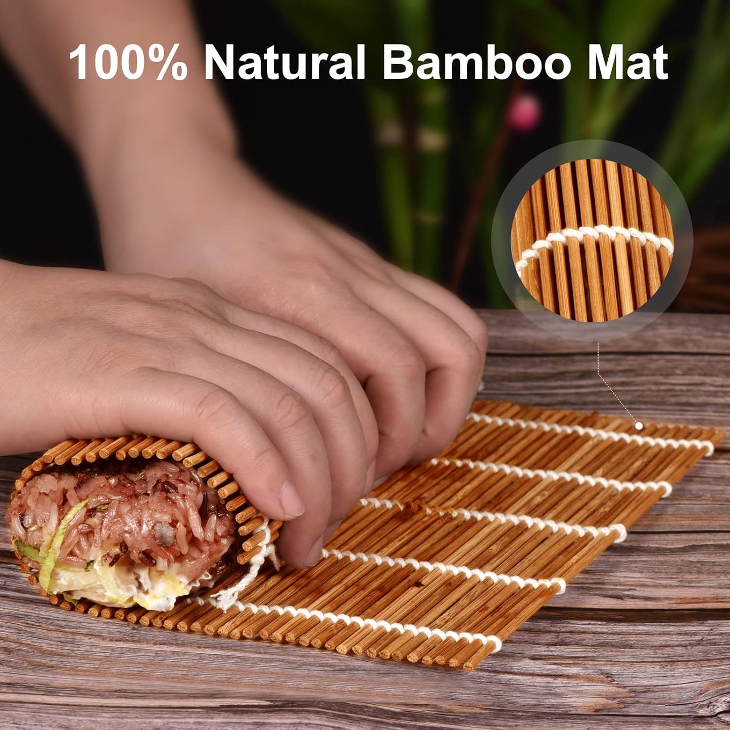 9.5"x9.5"Bamboo Sushi Rolling Mat,kimbap roller(4 PCS)