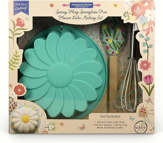 Handstand Kitchen Spring Fling Daisy 3-piece Real Cake Baking Set with Recipes