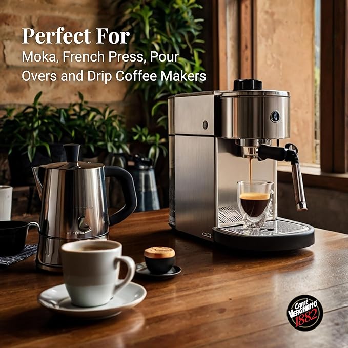 Caffe Vergnano Espresso Coffee Beans Whole, 1.1lb bag - Medium Roast Arabica Robusta Coffee Beans, Chocolate & Caramel Notes - Perfect for Espresso Machine, Moka Pot, French Press, Drip Coffee Maker