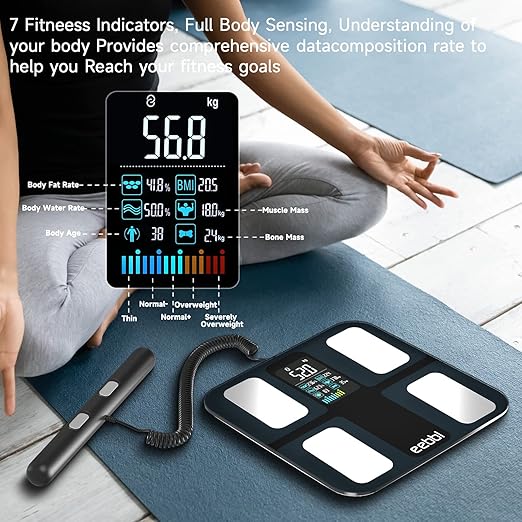 Weight Scale for Body Fat with Handle, 20 Precise Body Biological Analyzer, Digital Bathroom Weighing Bluetooth Scale, Body Composition Monitor Health Analyzer 400 lbs - Black，with Baby/Pet Mode