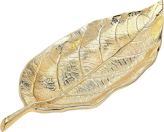 Godinger Leaf Tray, Serving Tray, Serving Platter Centerpiece Décor and Serveware - Gold