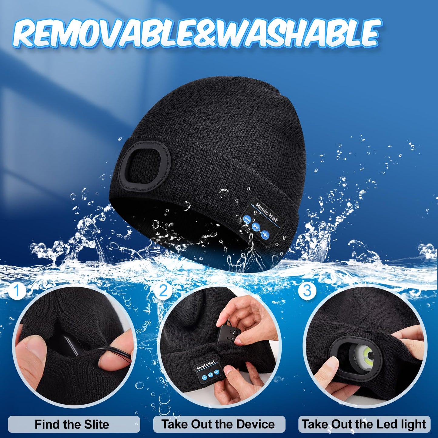 KEZKALS Gifts for Men Women, Bluetooth Beanie Hat, Stocking Stuffers for Adults, Gifts for Men Who Want Nothing, Cool Gadgets, Bluetooth Hat Mens Gifts Ideas Black