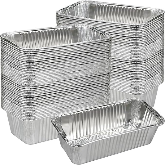 Findful Disposable 2Lb Loaf Pans, 100 Pack Aluminum Bread Pans for Baking - 8.5" x 4.5" x 2.5" Foil Pans Perfect for Banana Bread, Cakes, Meatloaf & Food Serving