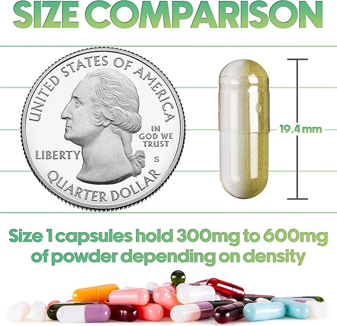 XPRS Nutra Size 1 Empty Capsules - 500 Count Empty Gelatin Capsules - Pill DIY Capsule Filling - Pure Bovine Pill Gel Caps for Do-It-Yourself Supplements (White)