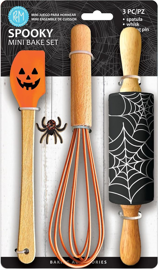 Spooky Halloween Mini Bake Set. Includes mini-Spatula, Whisk and Rolling Pin. Fall Fun Baking Set.