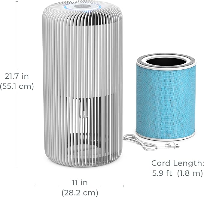 Pure Enrichment PureZone Turbo Smart Air Purifier and Replacement Filter for Large Rooms - Energy Star Rated, 5 Stage Filtration, Smartphone Compatible, Traps Germs, Smoke, & Dust