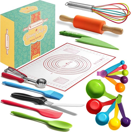 Young Chefs Kids Cooking Sets Real - 19 Pieces Real Baking Set - Easter Gifts for Kids 8-12 Years Cooking and Baking Set for Kids– Giftable Sets for Girls and Boys