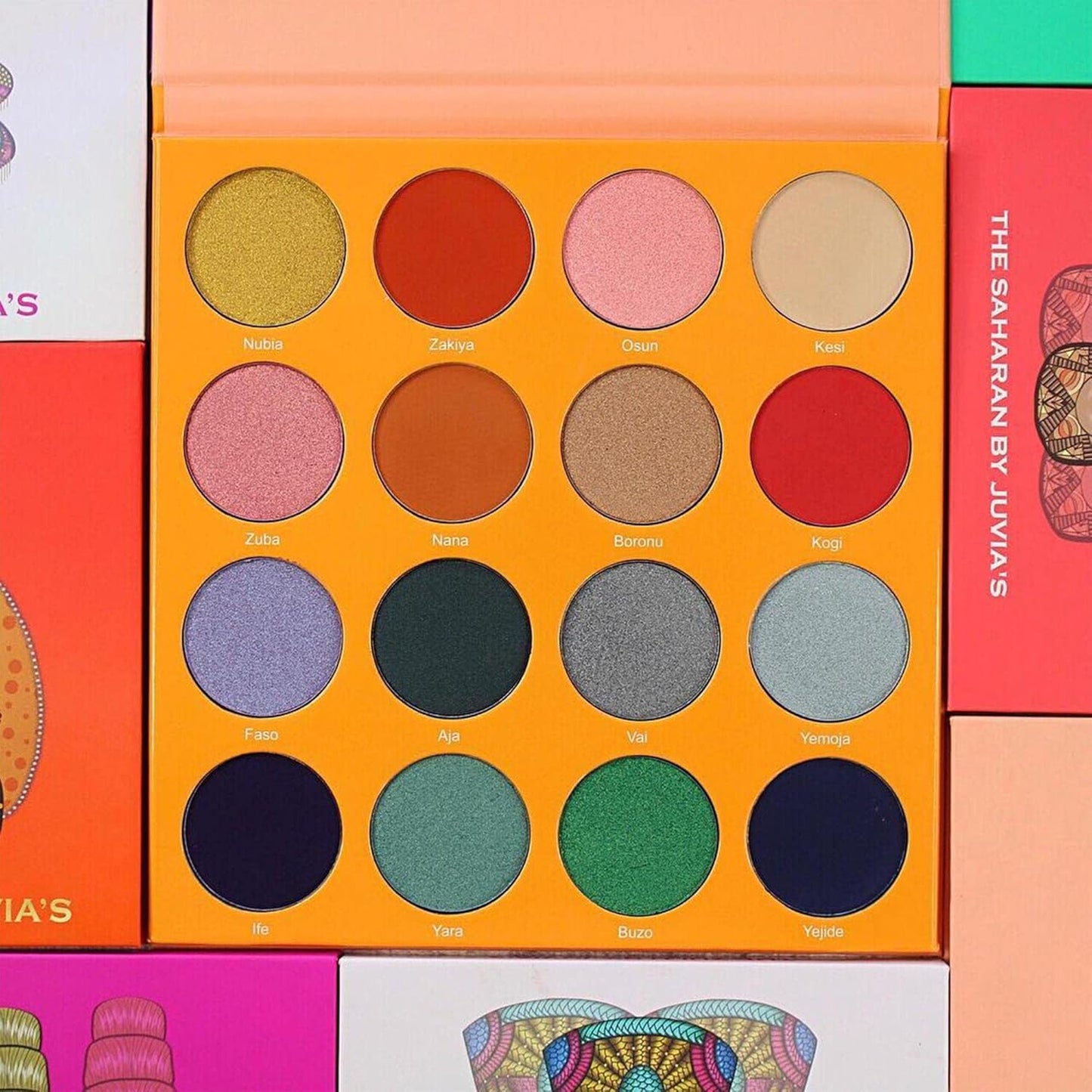 Juvia's Place Palette The Magic Mini - Bright and Bold Red, Shades of 16, Professional Eye Makeup, Pigmented Palette, Makeup Palette for Eye Color & Shine