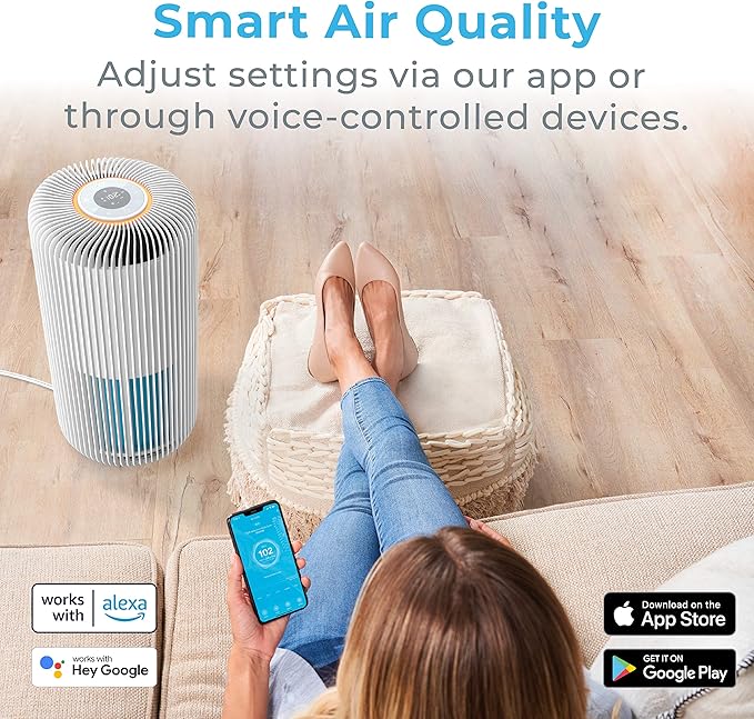 Pure Enrichment PureZone Turbo Smart Air Purifier and Replacement Filter for Large Rooms - Energy Star Rated, 5 Stage Filtration, Smartphone Compatible, Traps Germs, Smoke, & Dust