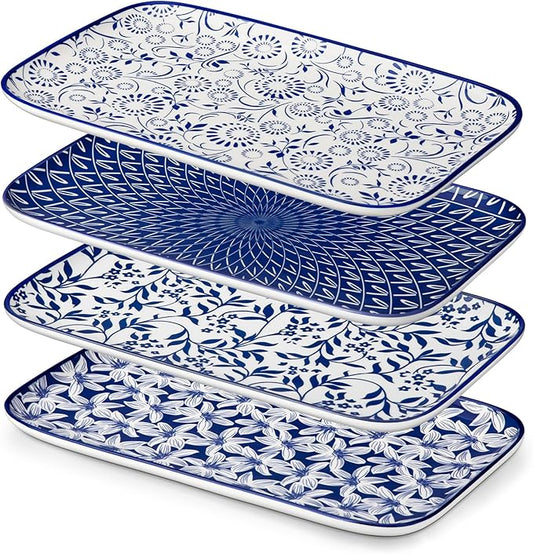 vancasso Porcelain Serving Trays for Party, Serving Platters Set of 4,Serving Dishes for Entertaining, Ceramic Party Trays and Platters for Serving Food, 12" Inch, Series SELENE