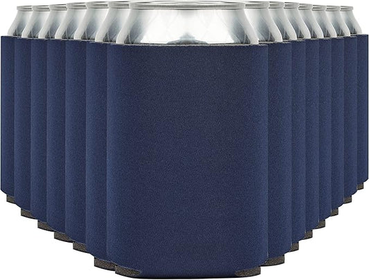 Blank Beer Can Cooler Sleeves (60-Pack) Soft Insulated Beer Can Coolies - HTV Friendly Blank Koolies in Bulk for Beer Cans & Bottles - Coolie Blanks for Vinyl Projects & Wedding Favors (Navy Blue)