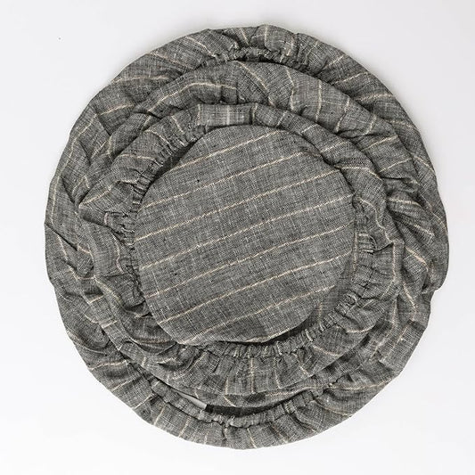 100% Linen Stripe Bowl Covers Reusable For Bread Proofing, 4 Pcs Elastic Cloth Fabric Bowl Covers, 5.9*7.9*9.8*11.8 Inches, Grey
