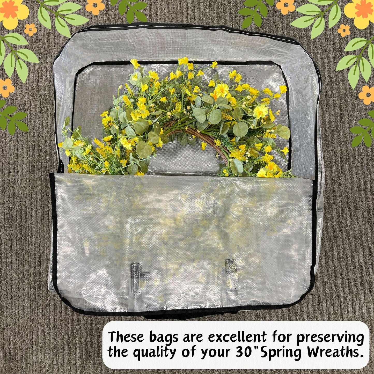 VENO 5 Pack Wreath Storage Bag, Summer, Christmas Decoration Garland Container, 30 Inch Clear Door Wreath Organizers, Moving Boxes, Packing Supplies for College (Square - 5 Pack)